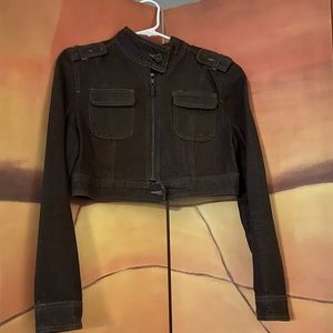 SOLD: Cropped Chocolate Jean Jacket